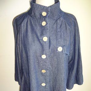 Womens Blue Jean Denim Joan Rivers Poncho Cape Medium